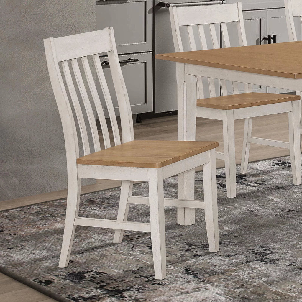 Set of 2 Natural and Rustic Off White Side Chair Q693
