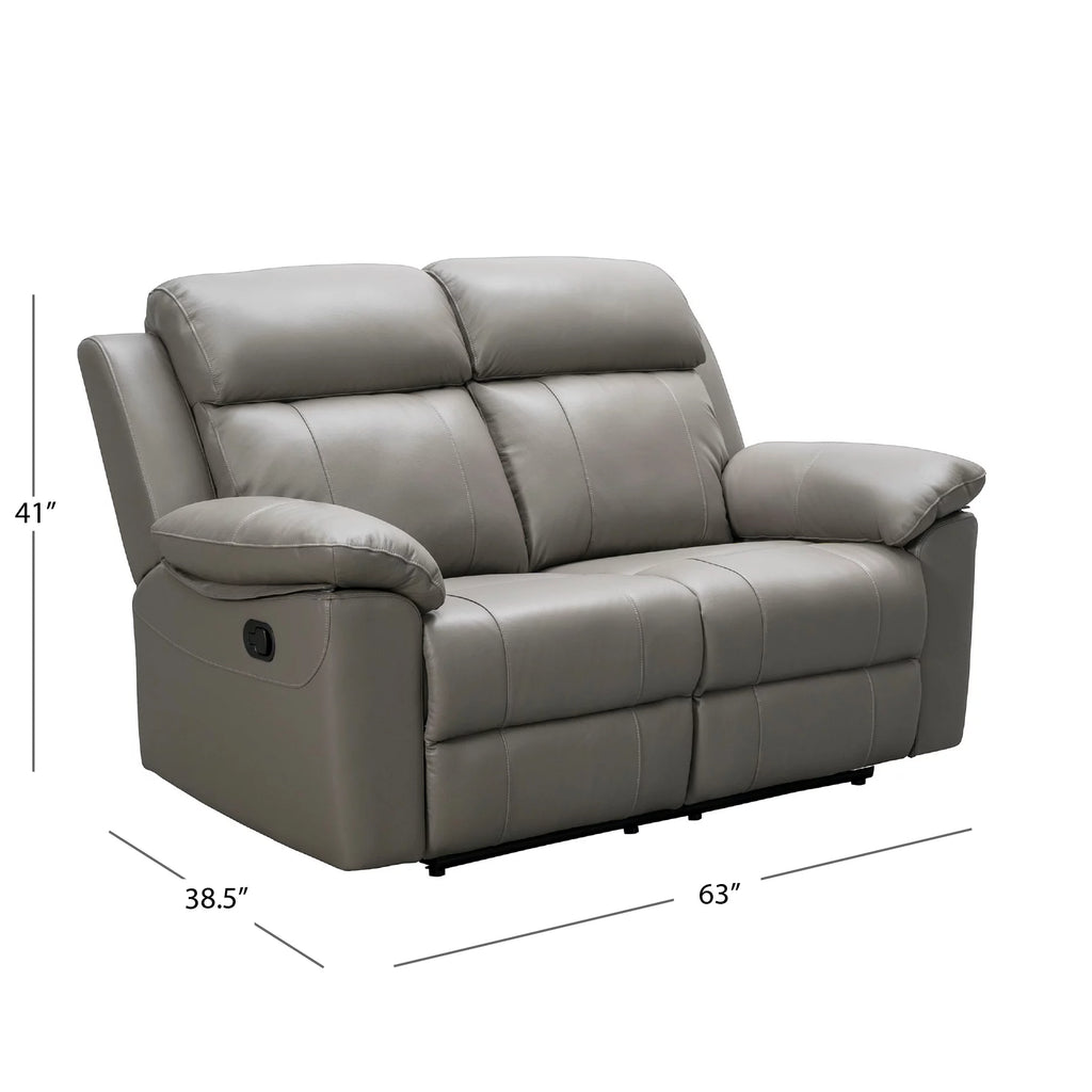 Gray Top Grain Leather Reclining Sofa Set W4024