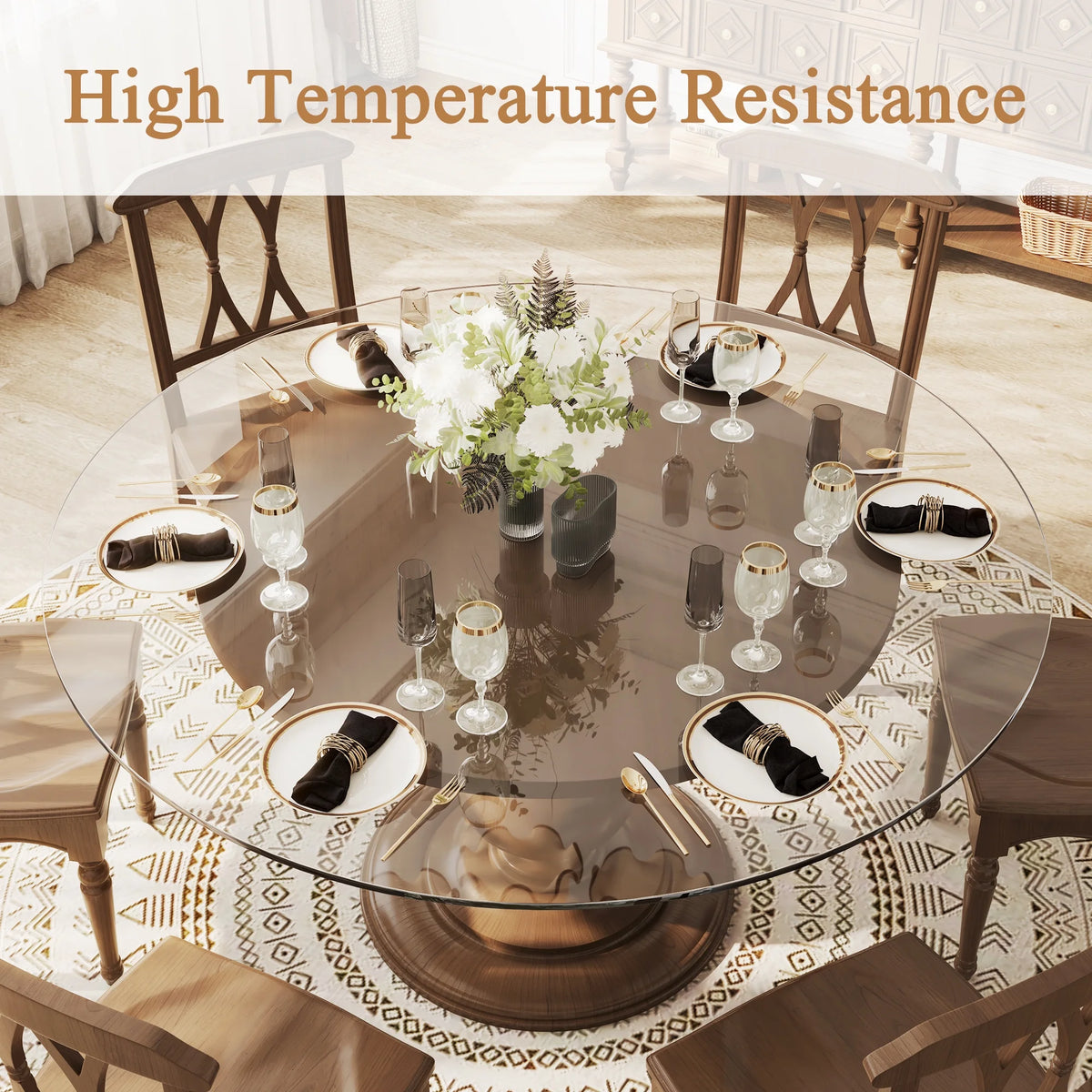 52 Inch Round Clear Glass Table Top T42843