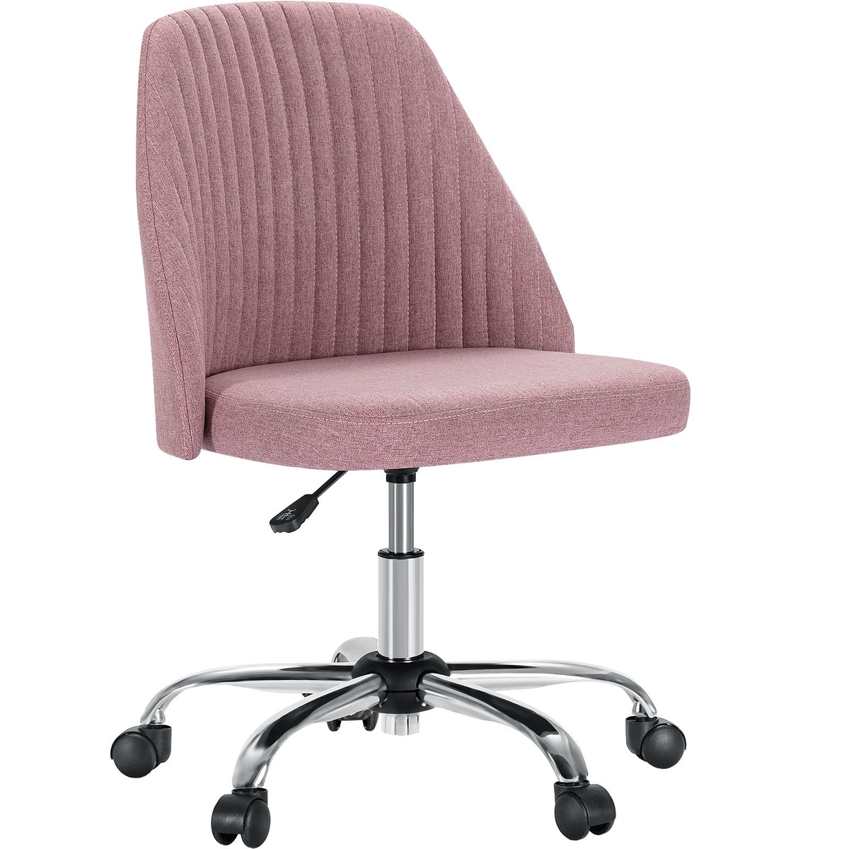 Pink Adjustable Swivel Armless Desk Chair with Wheels U496153