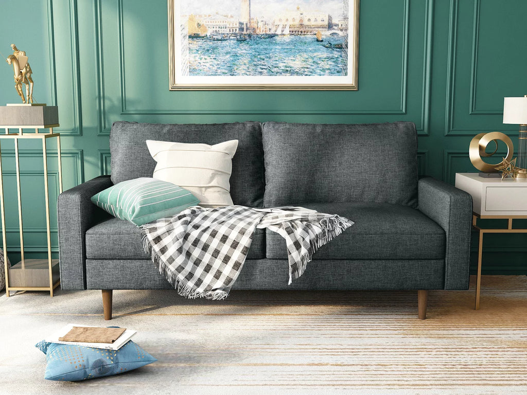 Linen Modern Sectional Sofa Sleeper Dark Gray A79295