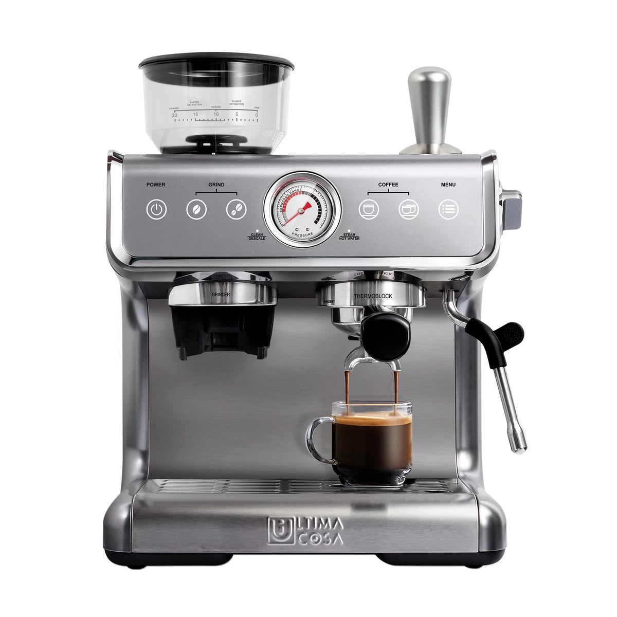 Semi-Automatic Espresso Machine Silver 2 Litre Water Tank U68635