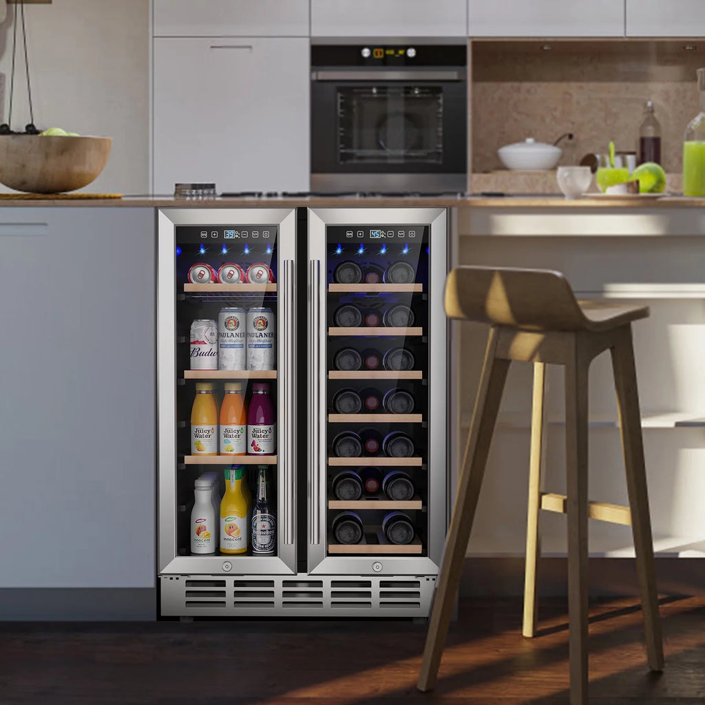 Beverage Refrigerator and Wine Cooler, Dual Zone 24 inch Built-in 20 Bottles 57 Cans K27026