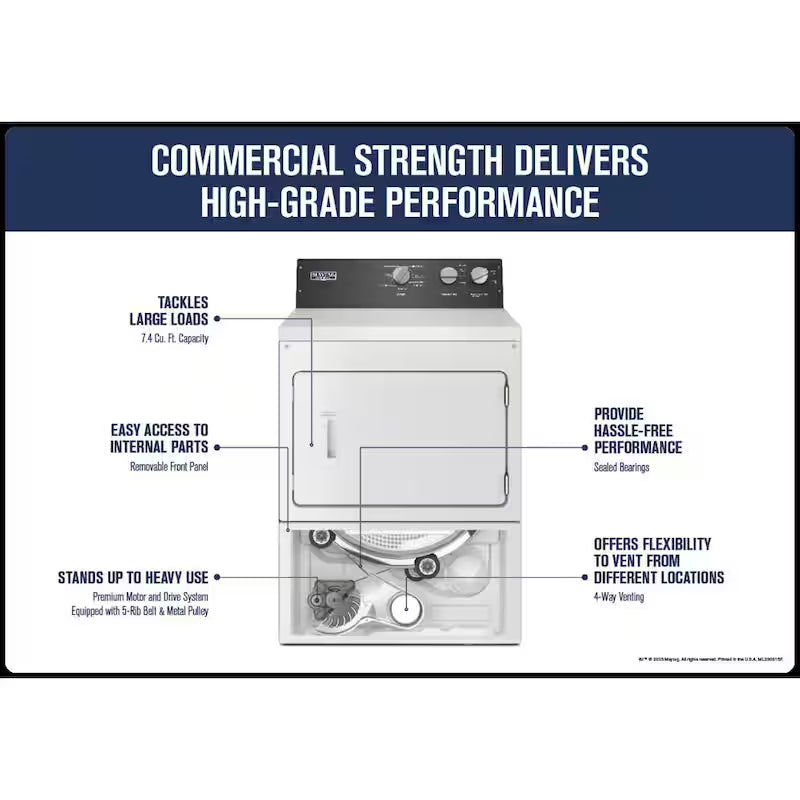 7.4 cu.ft. Vented Front Load Electric Dryer in White S3547