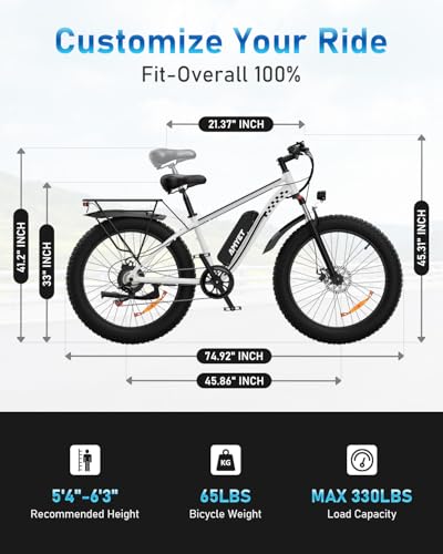 Electric Bike 1500W 48V 15AH 26" Fat Tire 7 Speed D863356