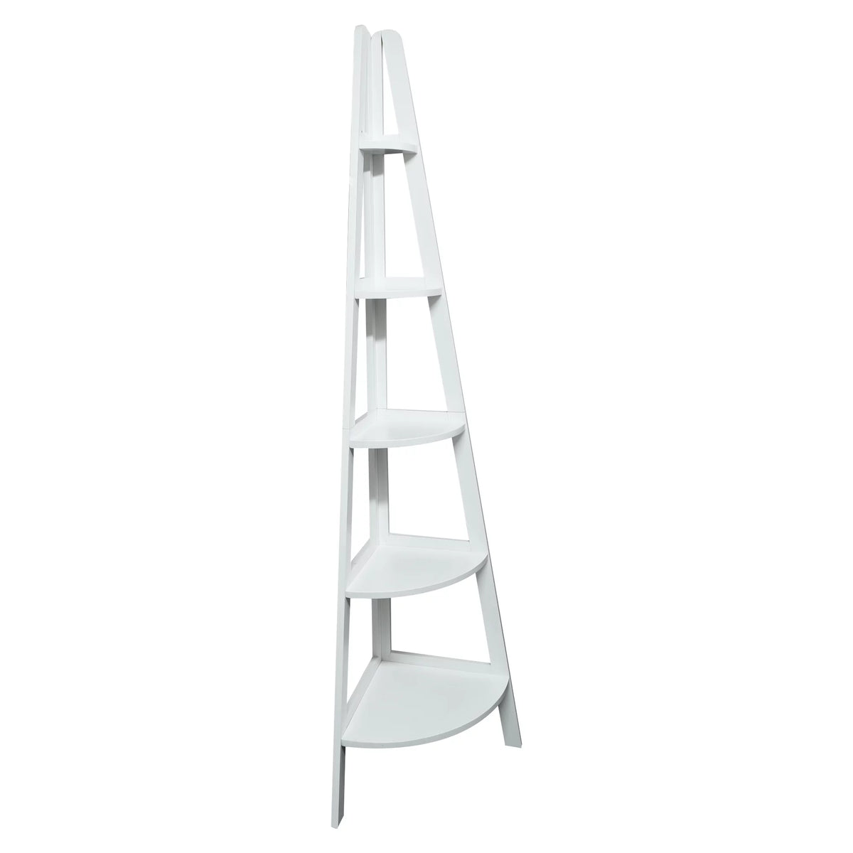5-Shelf Corner Ladder Bookcase White I8441