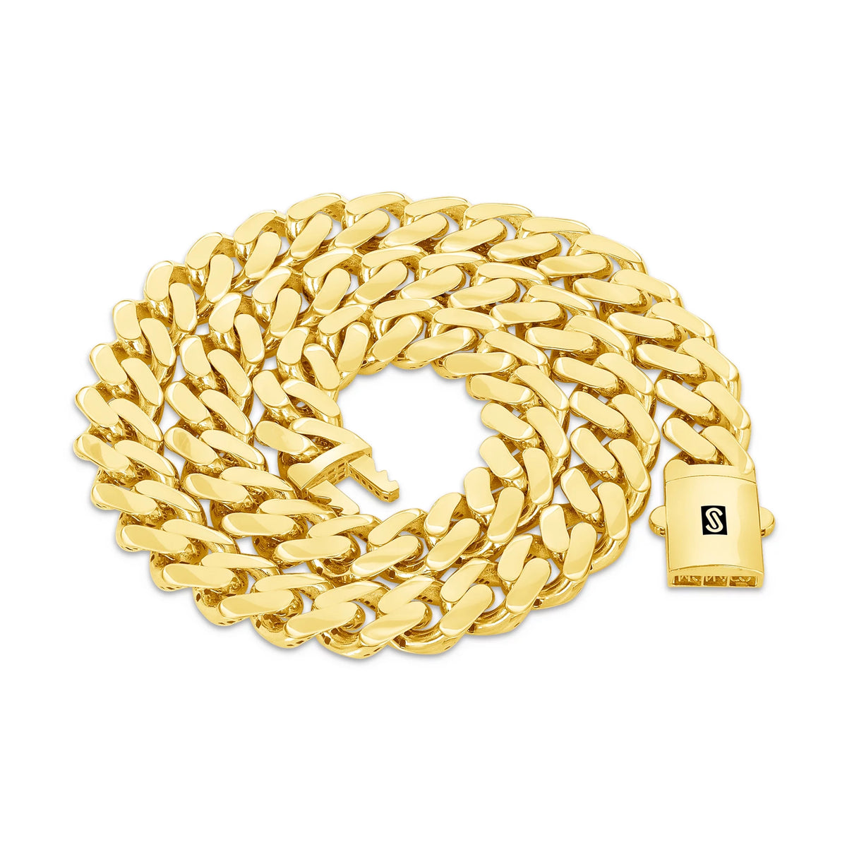 14k Yellow Gold 13mm Cuban Link Chain Necklace Z547