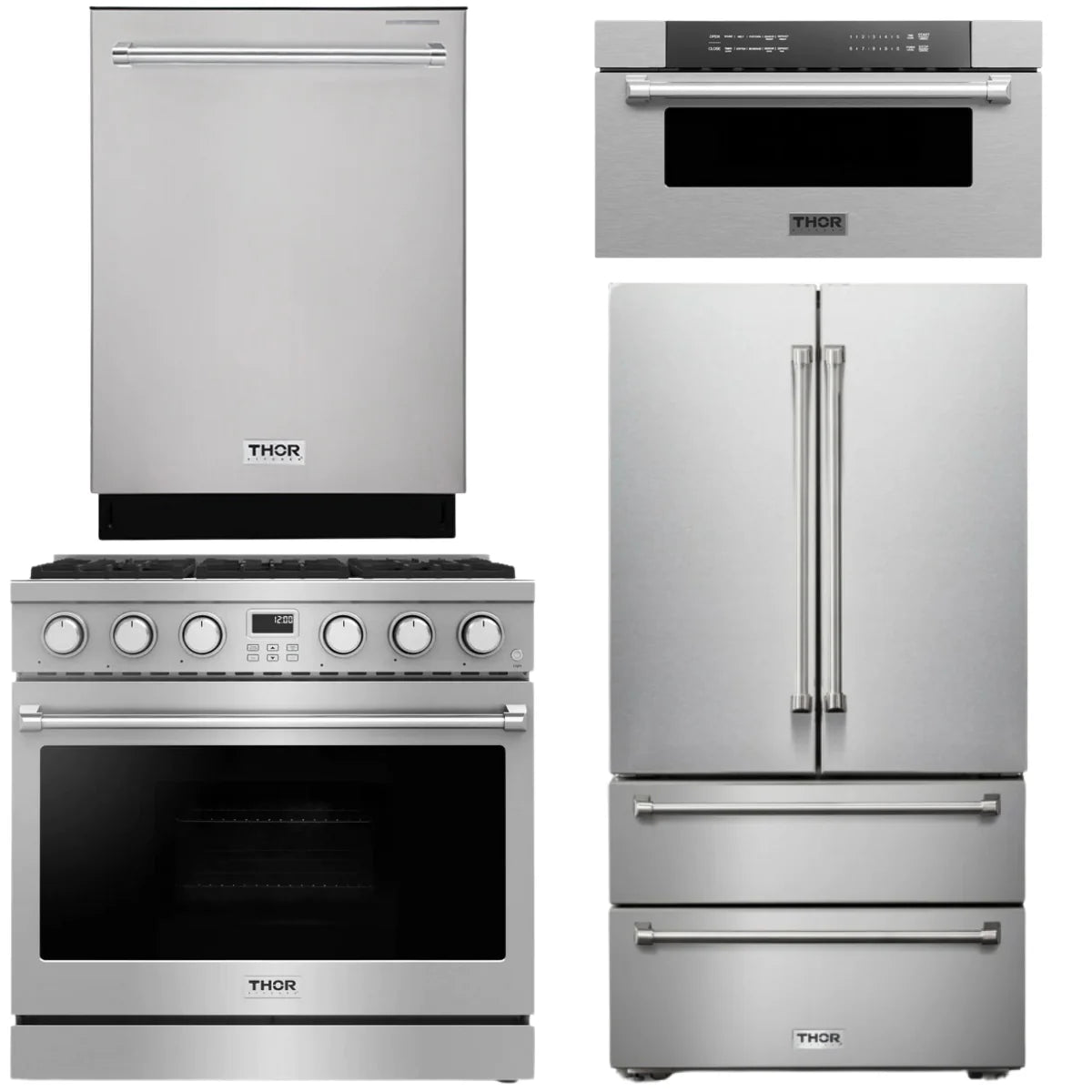 36 Gas Range, Refrigerator, Dishwasher and Microwave X53096