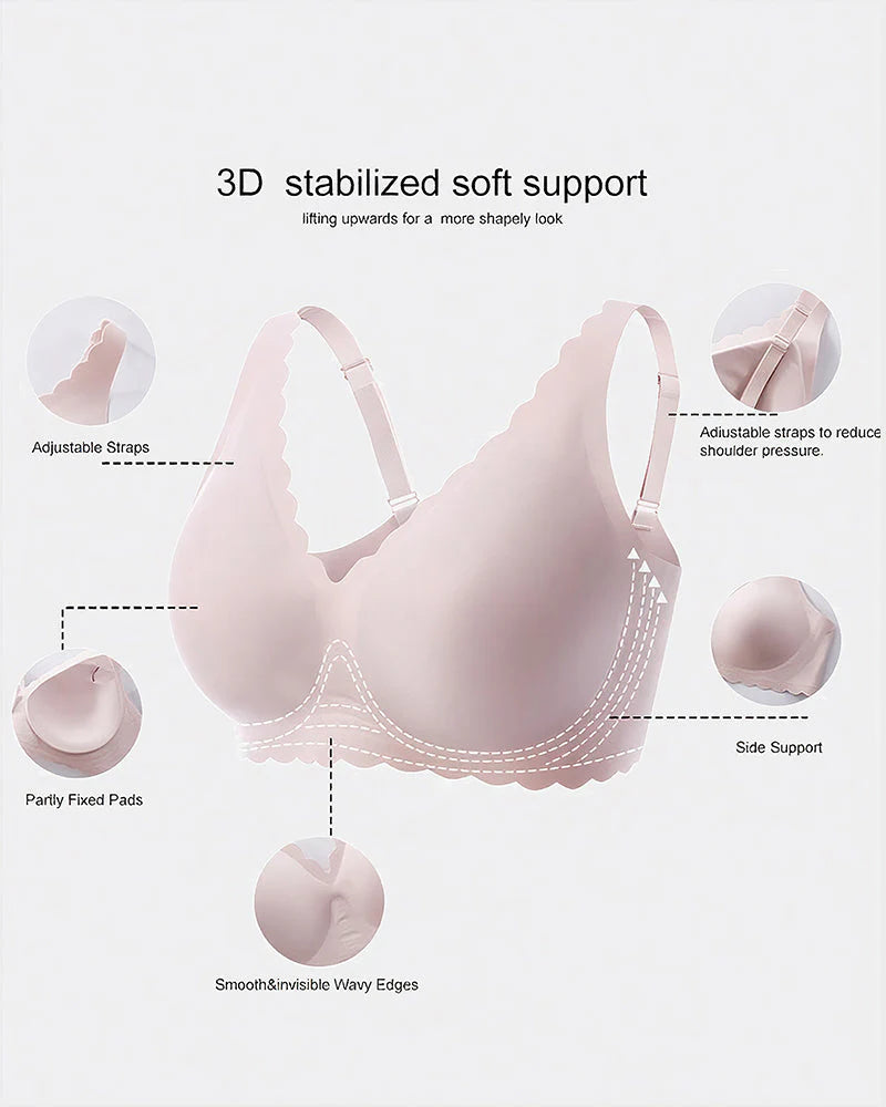 Wireless Bra with Scalloped Edge and Deep V Neckline N286
