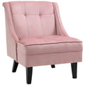 Pink Tufted Single Sofa Chair with Rubber Wood Legs Y50288