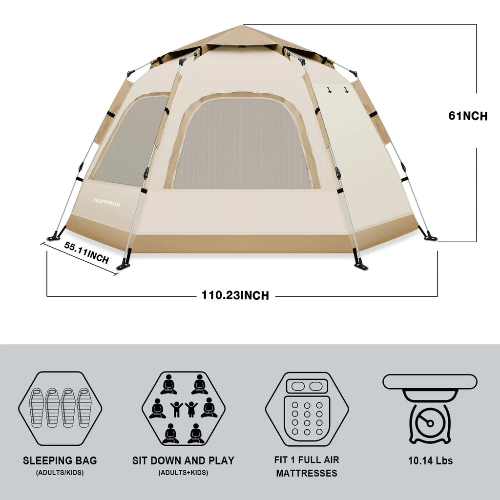 6-8 Person Waterproof Tent with Rain Fly and Carrying Bag T84228
