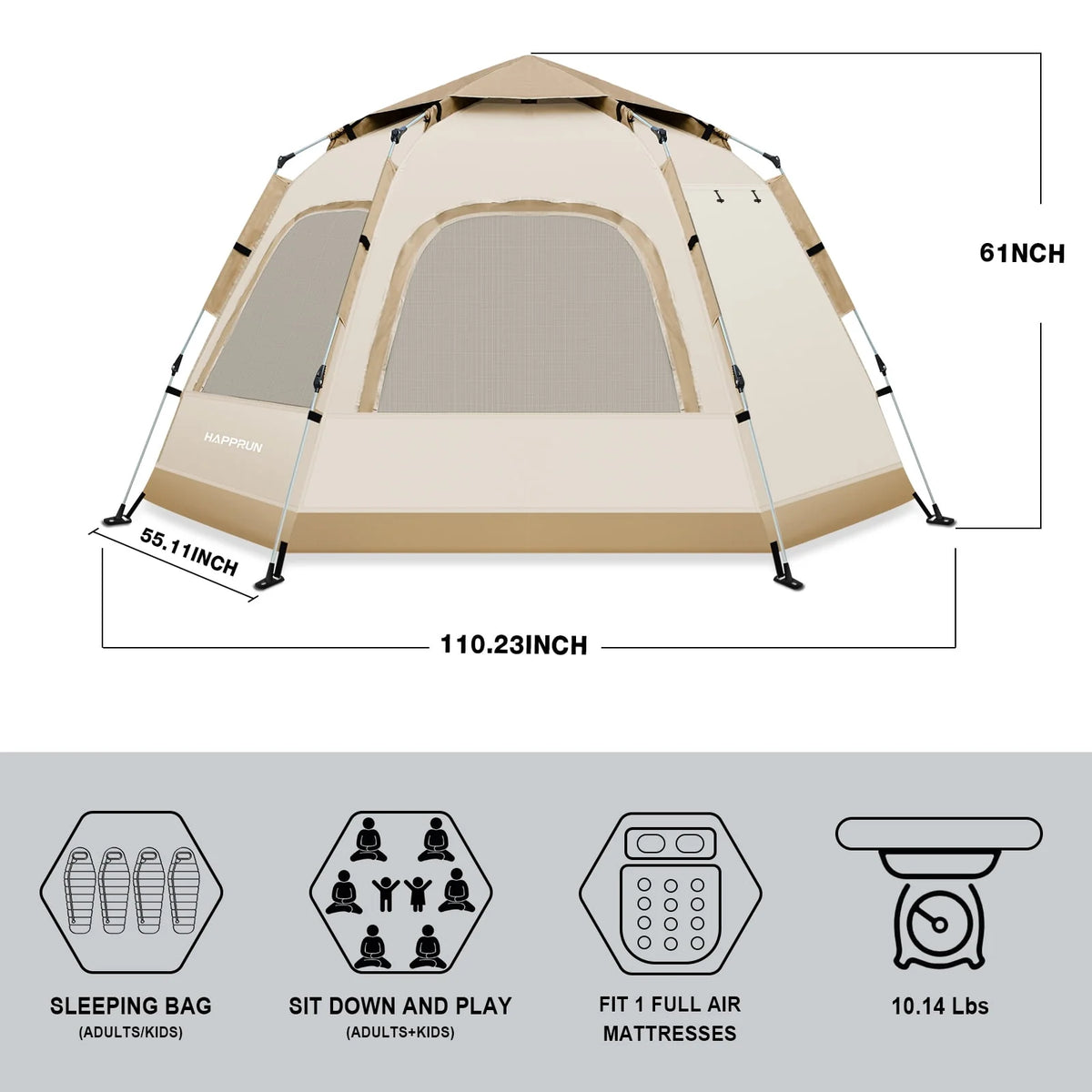 6-8 Person Waterproof Tent with Rain Fly and Carrying Bag T84228