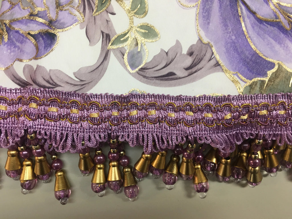 5 Piece Floral Blackout Curtain Set with Valances, 84" Long, Purple P5761