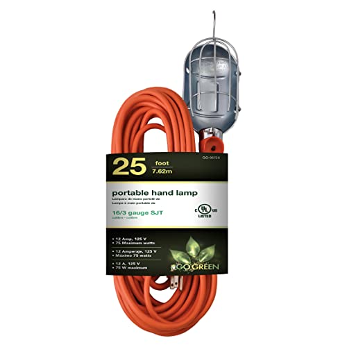25ft Portable Hand Lamp with Kink-Free Cord and Swivel Hook Y3395