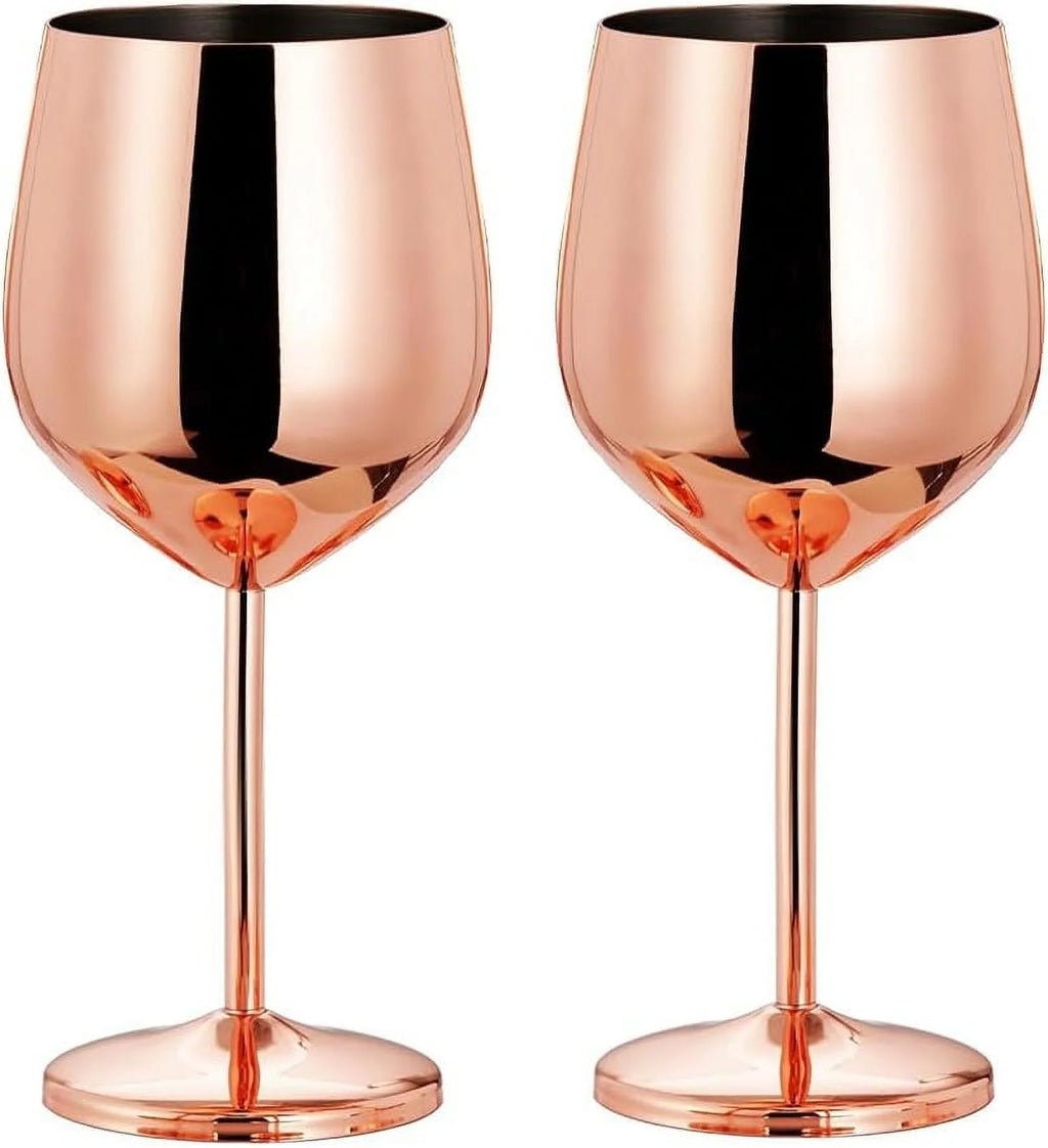 2 Stainless Steel Wine Glasses, 500ml, Rose Gold K17039