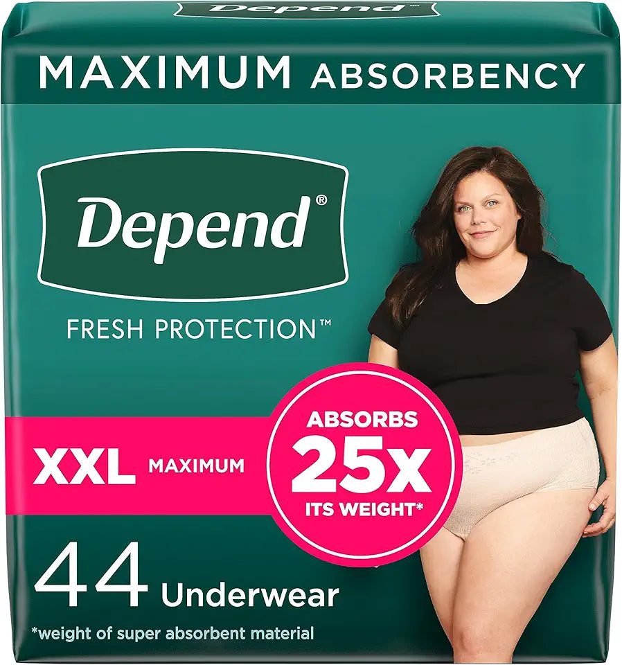 Incontinence Underwear for Women, Disposable, Maximum, XXL, Blush, 44 Count Y21797