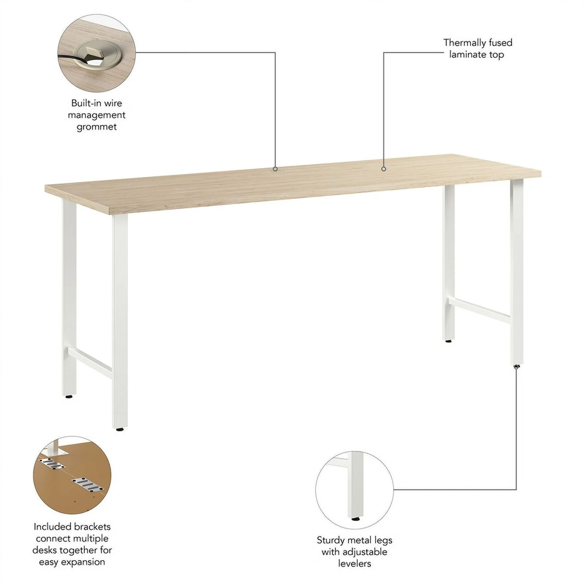 Engineered Wood Computer Desk with Metal Legs D584726