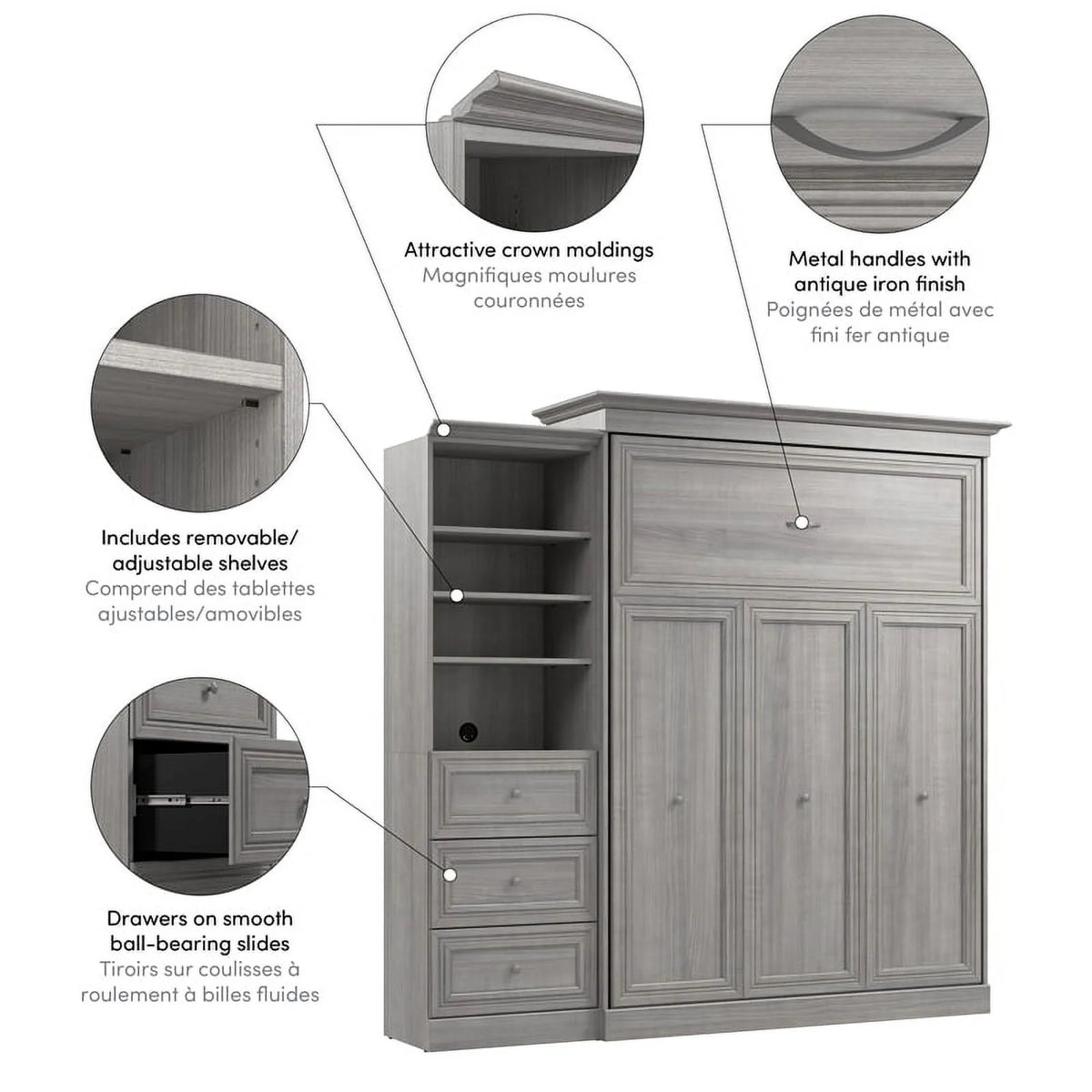 Queen Murphy Bed and Organizer K4694
