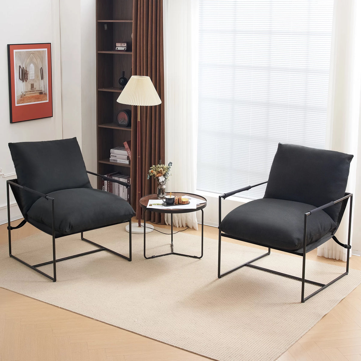 Black Sling Accent Chair Set of 2 V1429