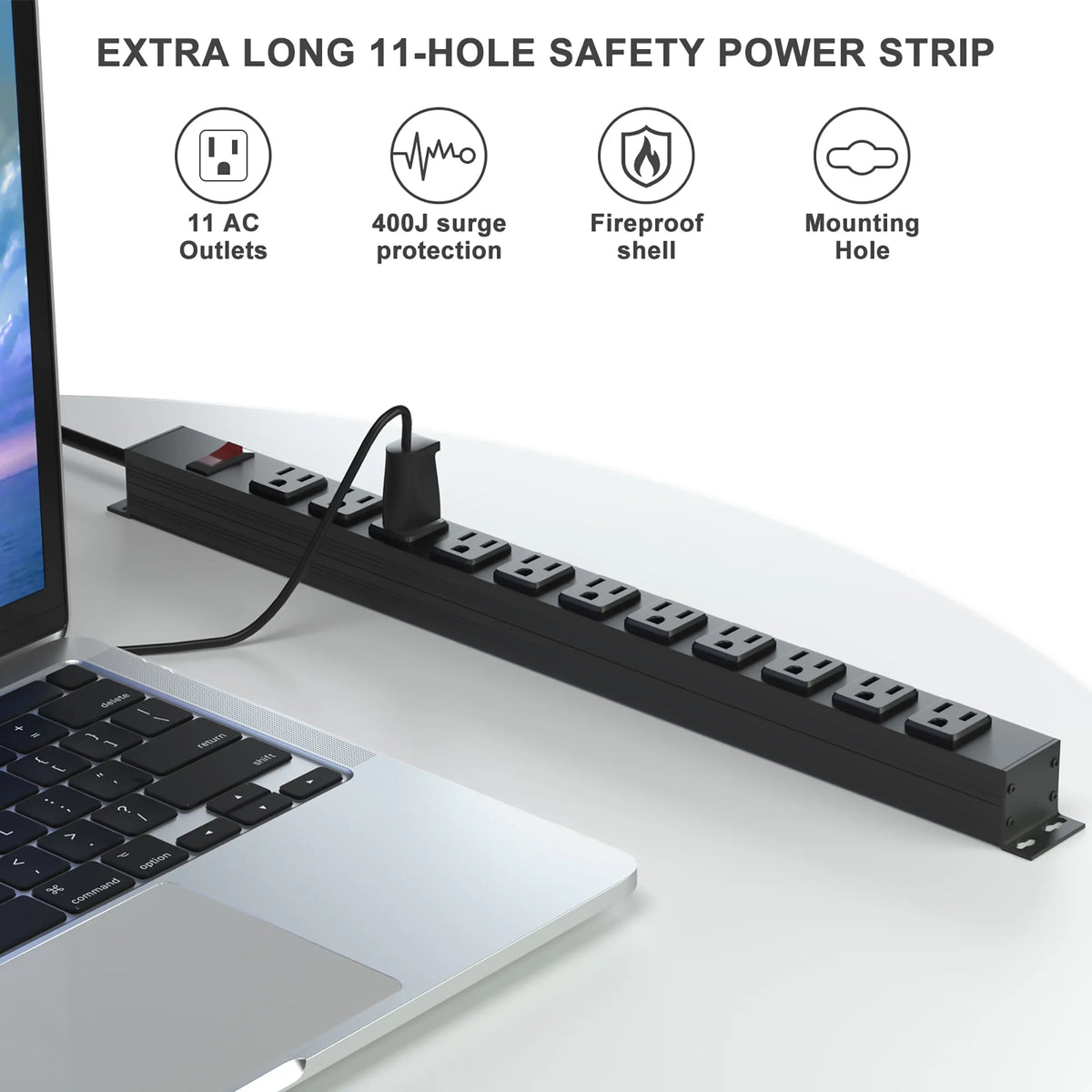 Black 11 Outlets Power Strip X9177