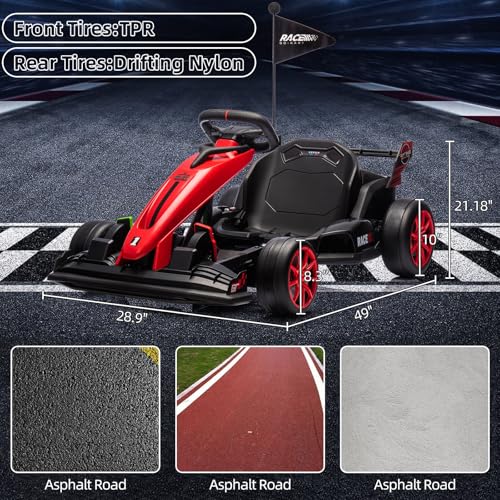 24V Kids Ride on Go Kart, 7.5mph Drifting Car, 7ah Battery 200W*2 Motors, Max Load 135lbs, White H787