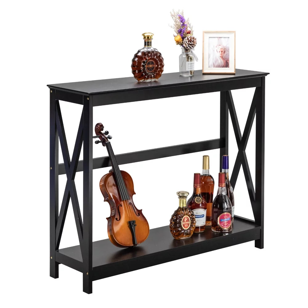 Black 2 Tier Console Table D7557
