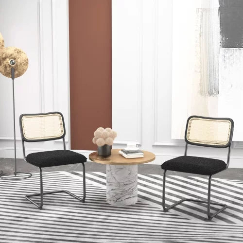 Set of 2 Teddy Velvet Dining Chairs with Metal Legs C9832