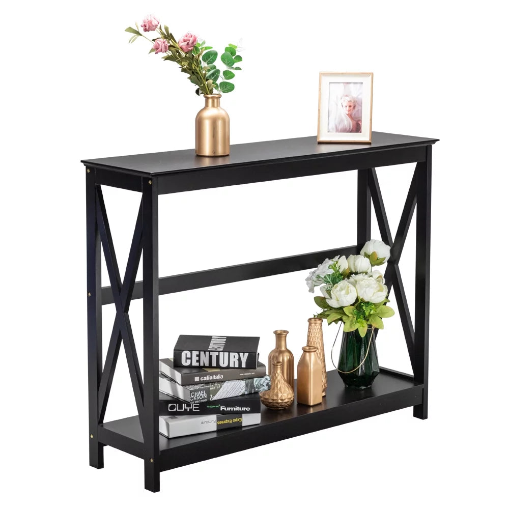 Black 2 Tier Console Table D7557