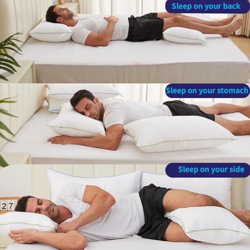 King Size Set of 2 Adjustable Bed Pillows with Zipper U595829
