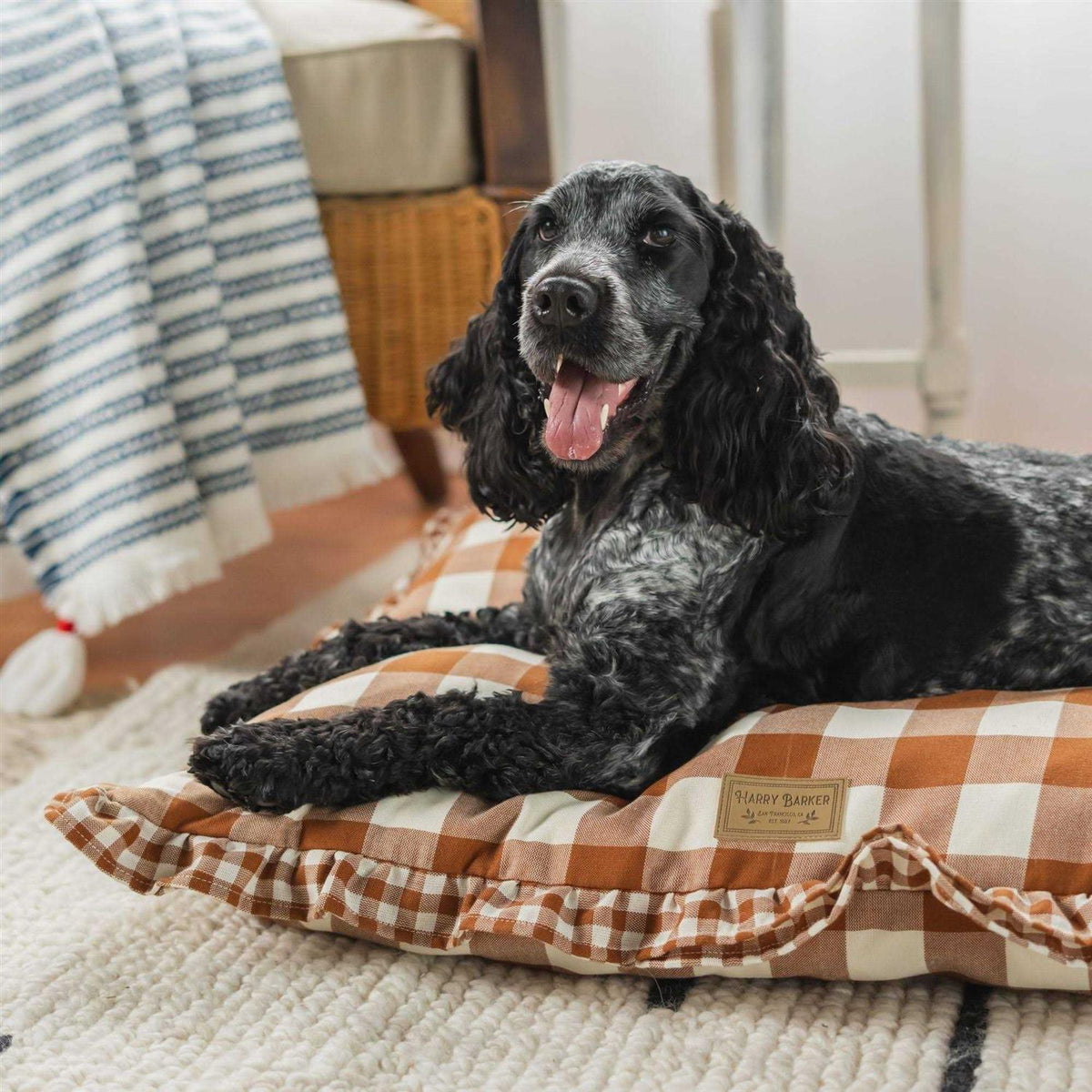 Brown Gingham Print Envelope Dog Bed X526