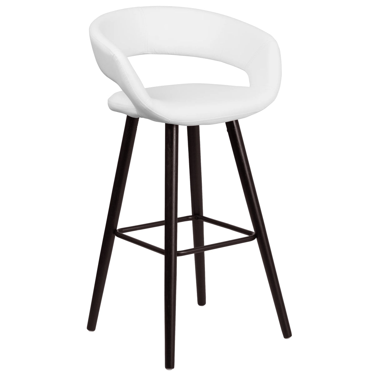 Cappuccino Wood Barstool with White Vinyl M69717