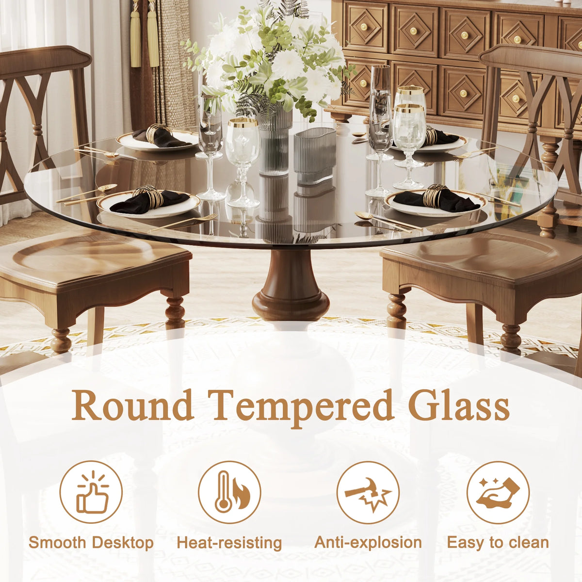 52 Inch Round Clear Glass Table Top T42843