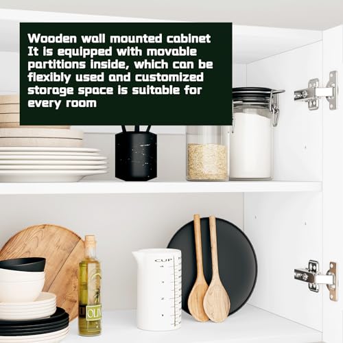 White Laundry Room Cabinets and Storage with 4 Doors and Adjustable Shelf A363018