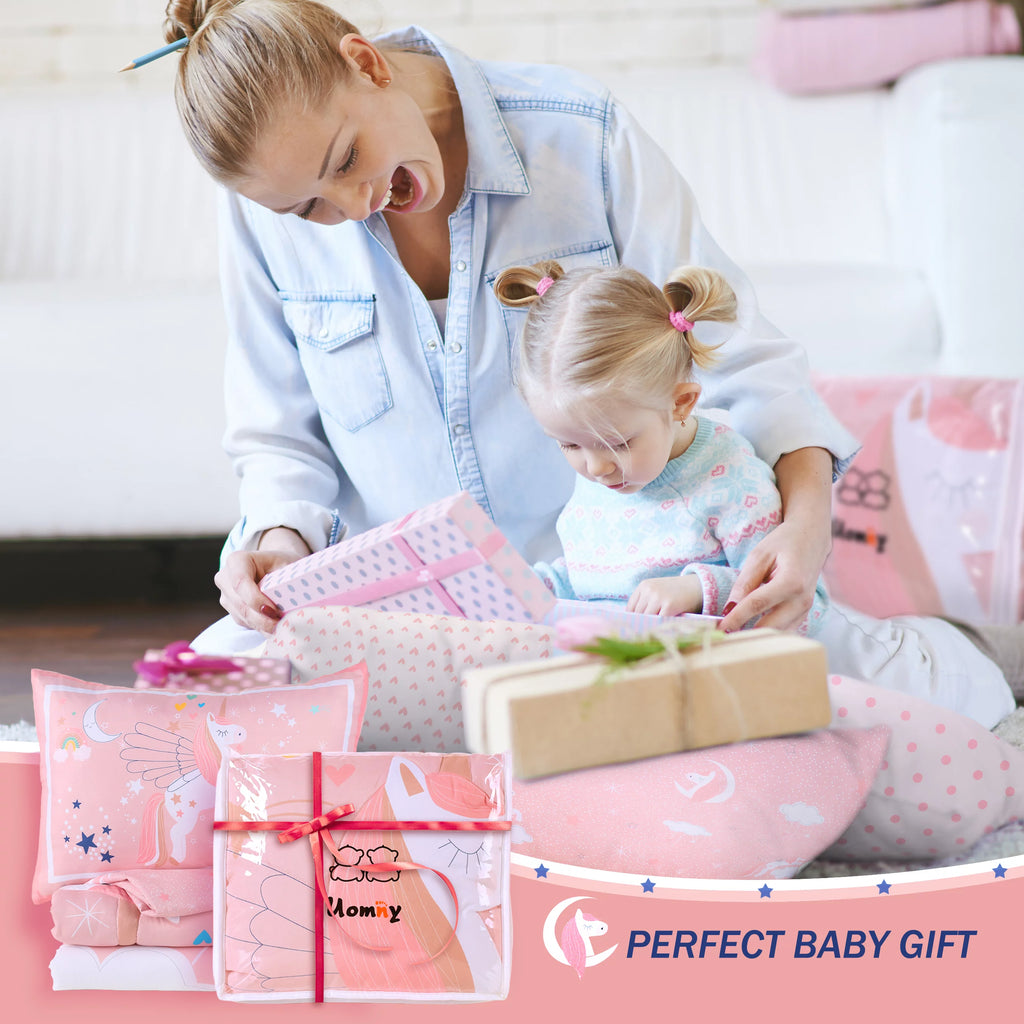 3-Piece Pink Unicorn Crib Bedding Set R781738