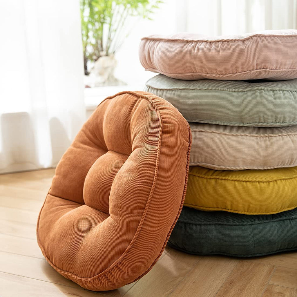 Orange 22x22 Inch Corduroy Round Chair Pad M520