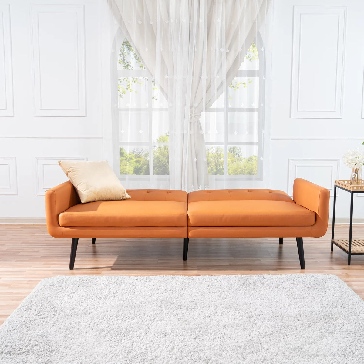 Caramel Air Leather Futon Sofa Bed N355