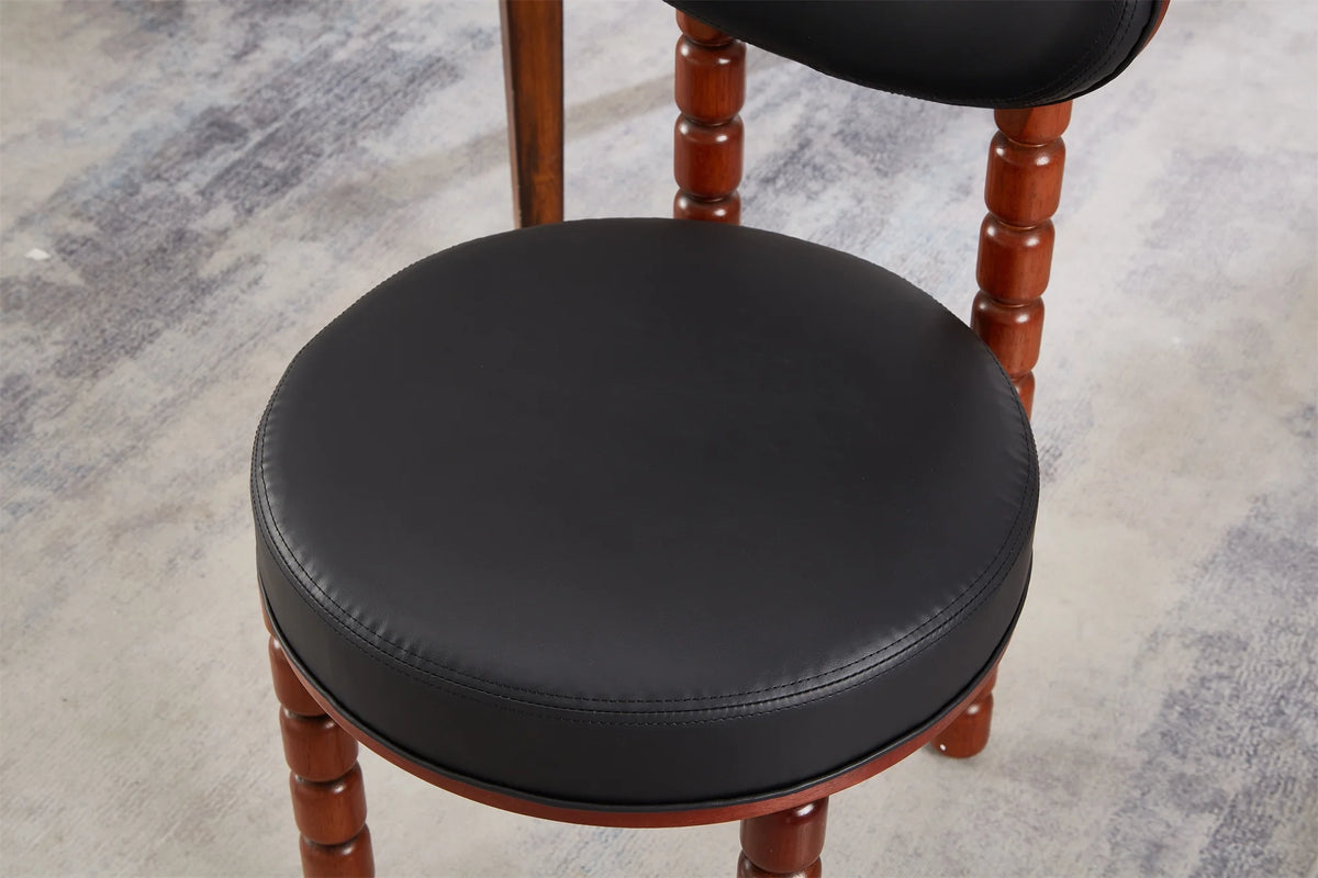 Set of 2 Black Upholstered Dining Chairs with Wood Legs T679