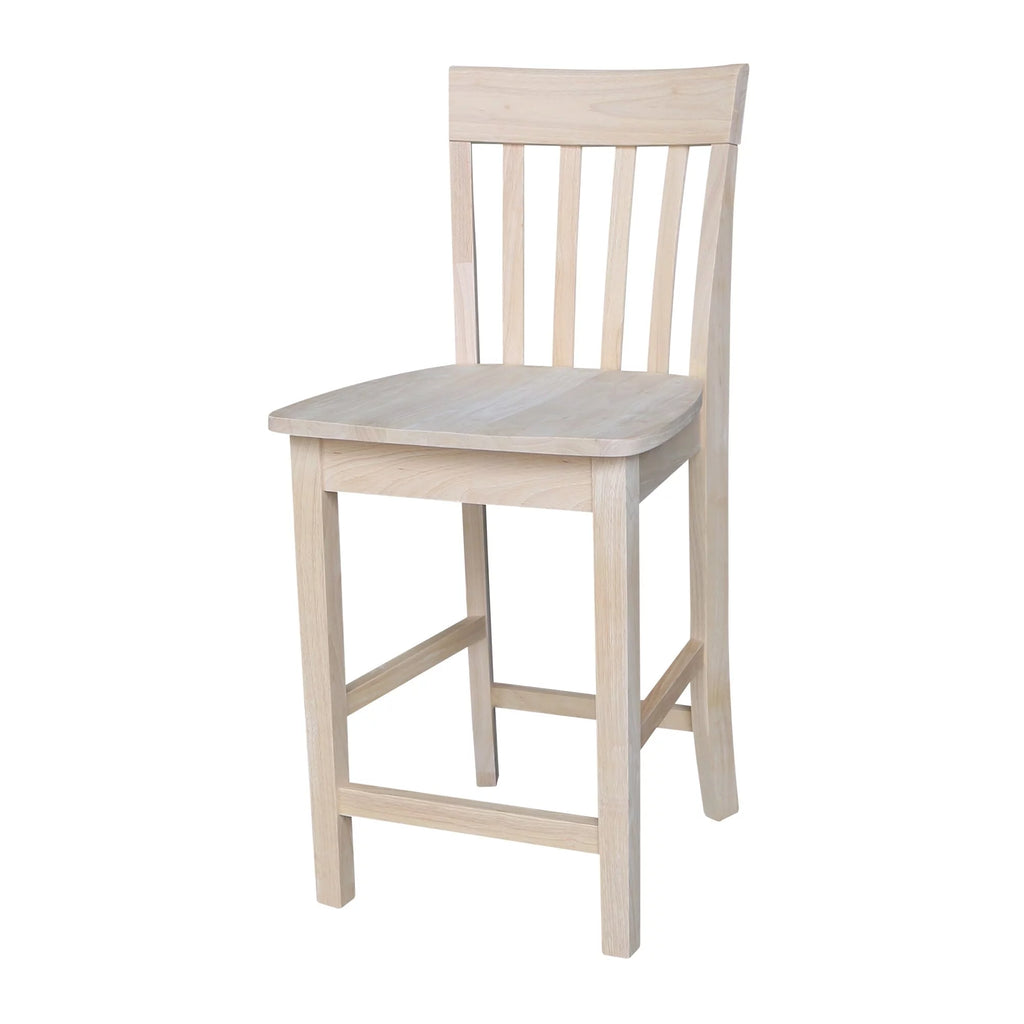 Unfinished Solid Parawood Slatback Counter Height Stool U87711