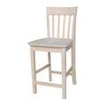 Unfinished Solid Parawood Slatback Counter Height Stool U87711