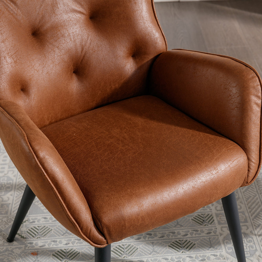 Faux Leather High Back Accent Chair with Metal Legs Z8019