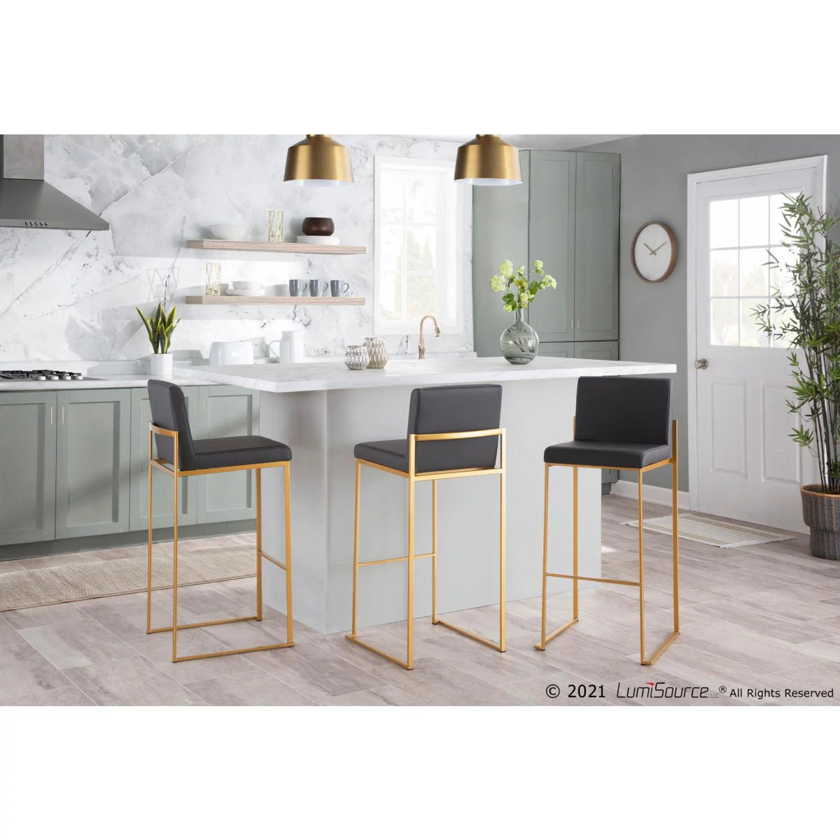 Faux Leather Barstool Set of 2 L5252
