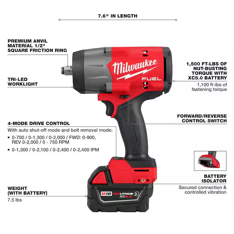 18V Lithium-Ion Brushless Cordless 1/2 in. Impact Wrench Kit Z43862