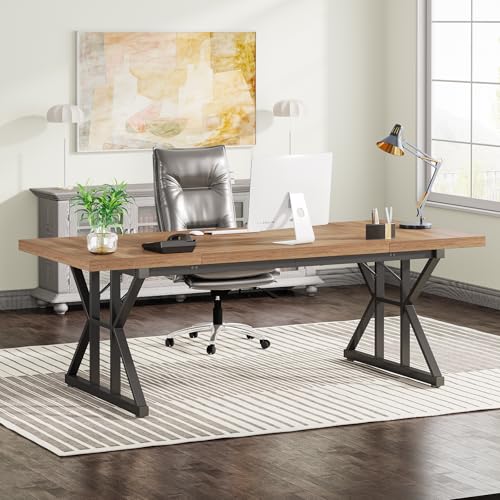 70.8 Inch Brown Black Executive Desk S87919