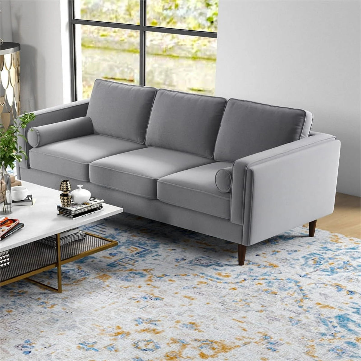 Dark Gray Velvet Sofa Set G194614