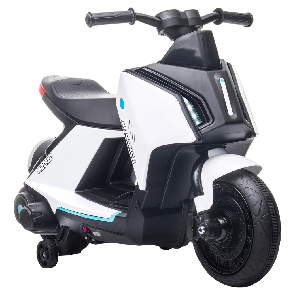 6V Kids Electric Motorcycle Ride-On Rechargeable Bike with Headlights, White F48455