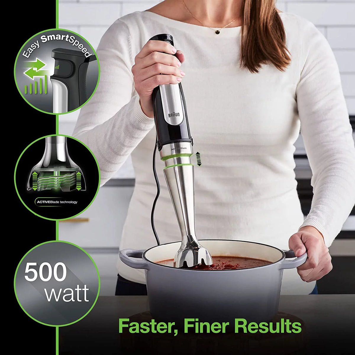 3-in-1 Immersion Hand Blender 500W Stainless Steel U16369