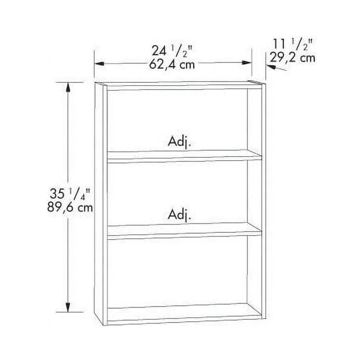 3-Shelf Engineered Wood Bookcase E674