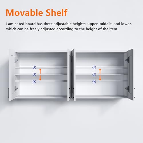 White Laundry Room Cabinets and Storage with 4 Doors and Adjustable Shelf A363018