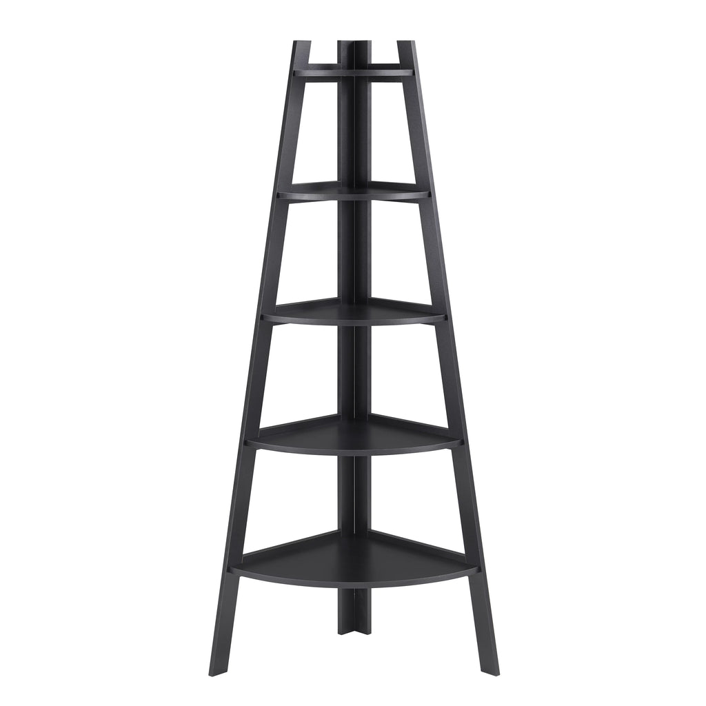 Five Tier Corner Ladder Bookshelf Black D316948