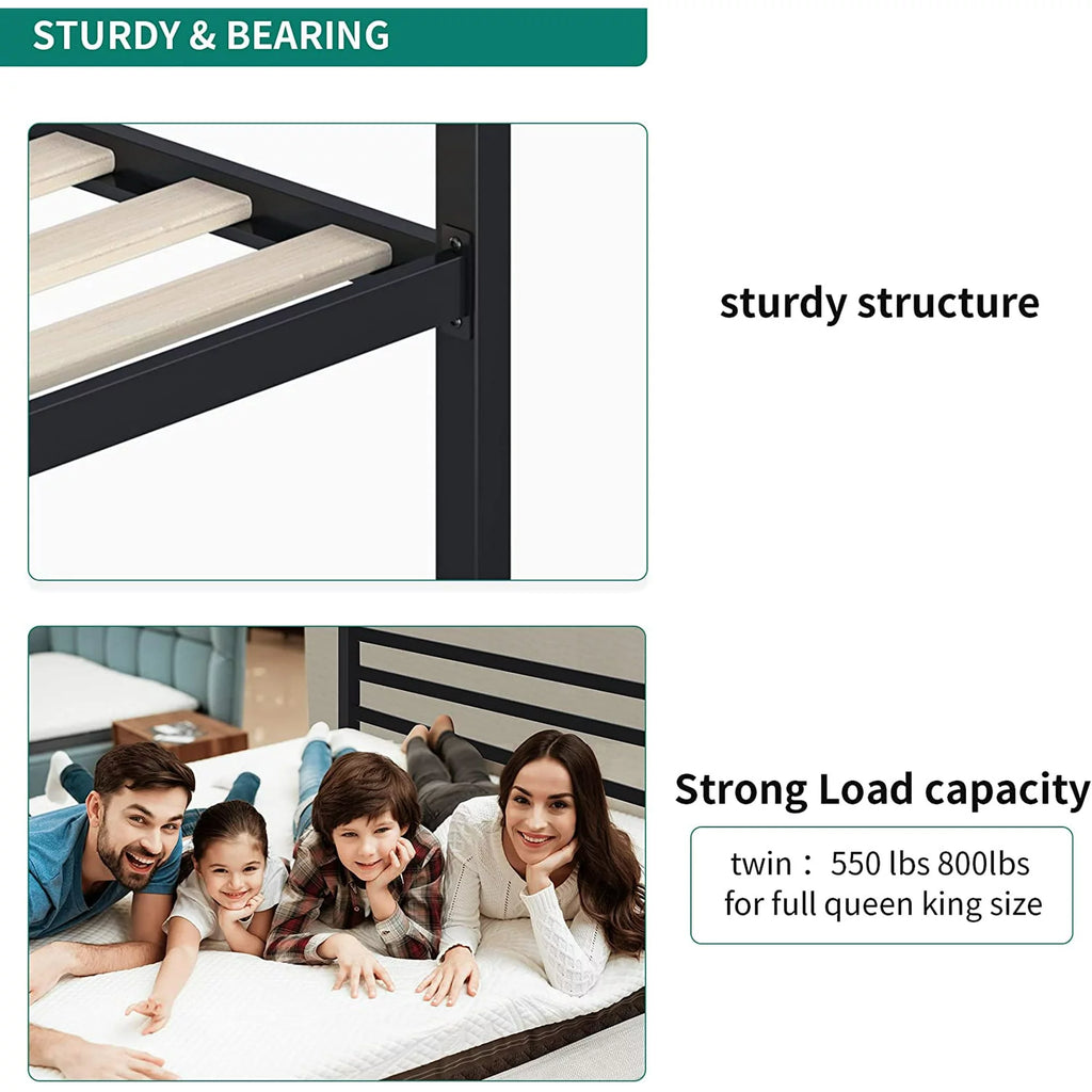 Black King Size Canopy Bed Frame with Headboard U124